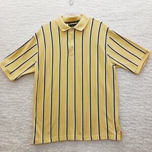 Shirt Polo Men Austin Golf Tour Collection Cool Skin Yellow Black Striped Size M